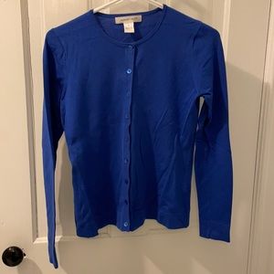 August Silk Cardigan Sweater, Cobalt Blue, Size Small